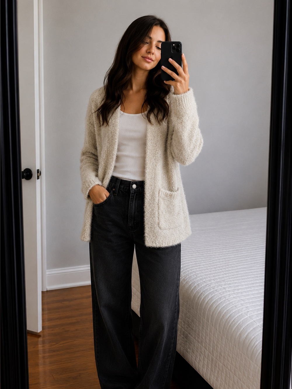 Cozy Cream Open-Front Women's Sweater Cardigan